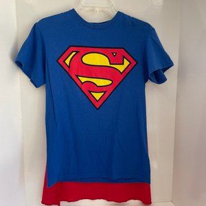 DC Comics SUPERMAN T-Shirt Short Sleeve Crew Neck Graphic Adult Size Small Blue
